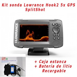 Kit sonda Lowrance Hook2 5 GPS SplitShot + caja estanca + bateria de litio