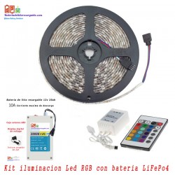 Kit iluminacion RGB con bateria LiFePo4 12v