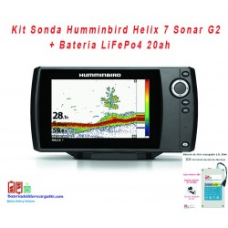Kit sonda Humminbird Helix 7 Sonar G2 + bateria LiFePO4 20ah
