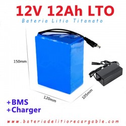 Bateria Litio y Titanio 12v 12ah recargable